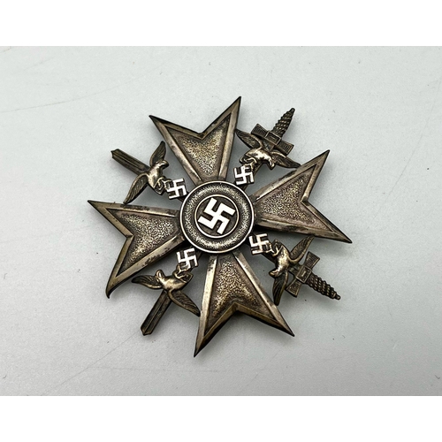 55 - German Condor Legion Silver Grade Spanish War Cross. Made by Assman circa 1940 as a replacement.