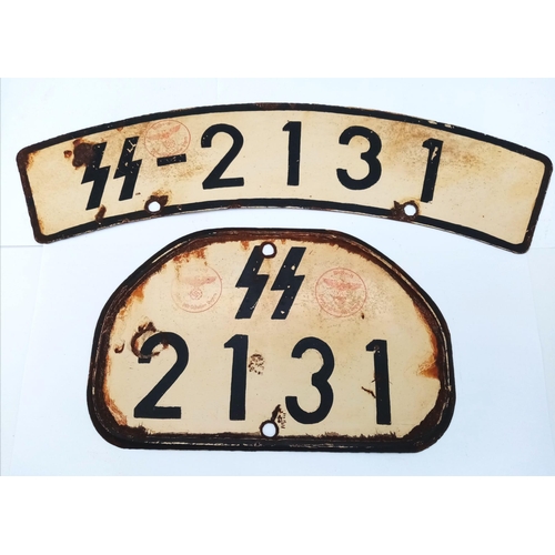 20 - 3rd Reich Waffen SS Number Plates from a motorcycle