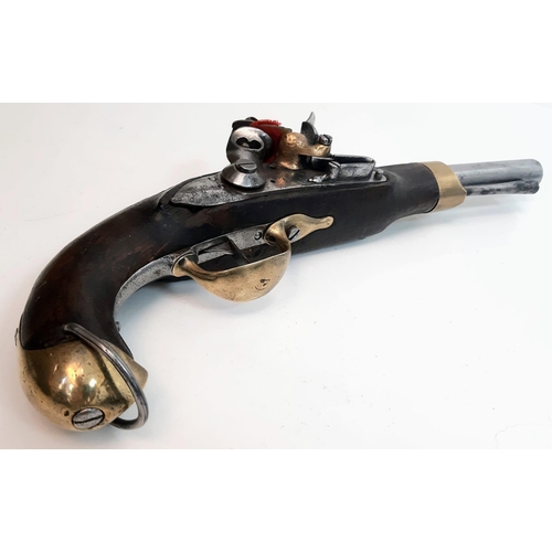 27 - French Napoleonic 1st Empire 1796 Pattern Naval Flint Lock Pistol. Nice lock action.  Lots of Naval ... 