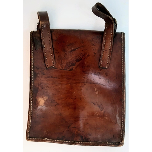 327 - WW2 German Dispatch Riders Leather Document Pouch. An eagle badge has been added