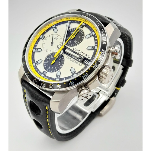 37 - A Chopard Grand Prix de Monaco Historique Chronograph Gents Watch. Black leather strap. Titanium cas... 