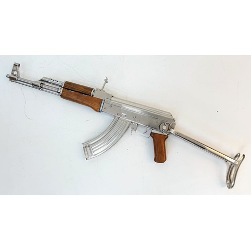 157 - Lord of War 2! A Silver-Plated Deactivated AK47 Rifle! This model 56-1 AK47 has a clean silver/chrom... 