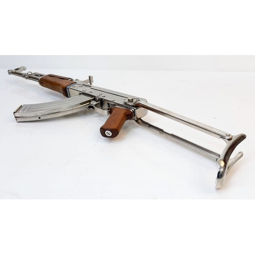 157 - Lord of War 2! A Silver-Plated Deactivated AK47 Rifle! This model 56-1 AK47 has a clean silver/chrom... 