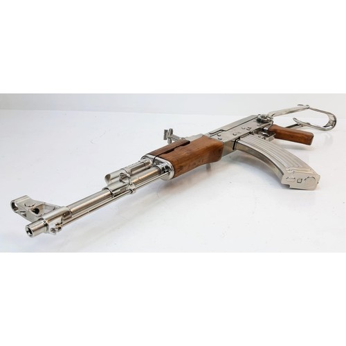 157 - Lord of War 2! A Silver-Plated Deactivated AK47 Rifle! This model 56-1 AK47 has a clean silver/chrom... 