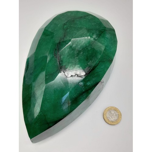 124 - 10490Ct Faceted Natural Emerald Gemstone, Pear Shape, Comes with GRS Lab Certified