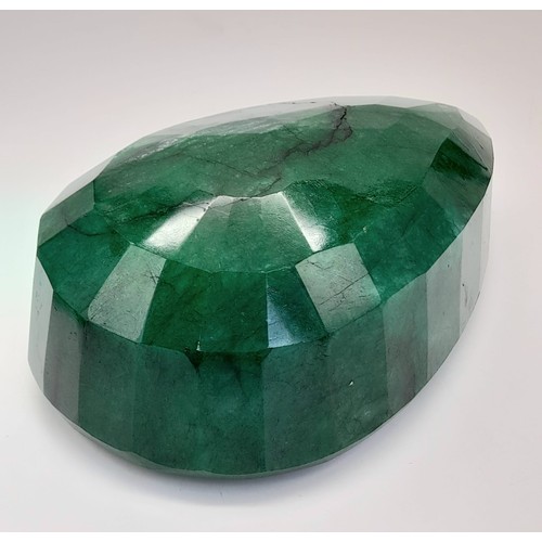 124 - 10490Ct Faceted Natural Emerald Gemstone, Pear Shape, Comes with GRS Lab Certified