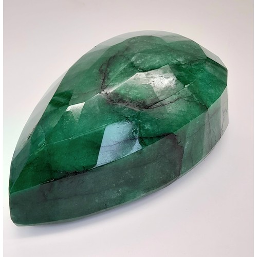 124 - 10490Ct Faceted Natural Emerald Gemstone, Pear Shape, Comes with GRS Lab Certified