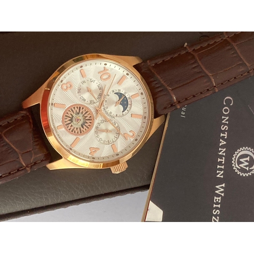 105 - New CONSTANTIN WEISZ AUTOMATIC CHRONOGRAPH. Model 13Z314CW. Multi dial model with moonphase detail. ... 