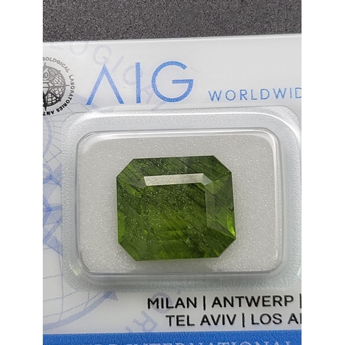 134 - A 9.78ct Rutile Peridot Rare Gemstone. AIG Milan Sealed Gemstone with certificate.