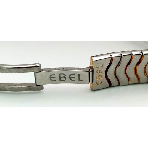 71 - An Ebel Ladies Wave Mother of Pearl Quartz Watch. Two-tone bracelet (24k gold electroplated waves) a... 