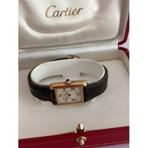 84 - Ladies vintage CARTIER TANK MUST 2415 Wristwatch. Serial number 076519PL. Finished in 18 carat GOLD ... 