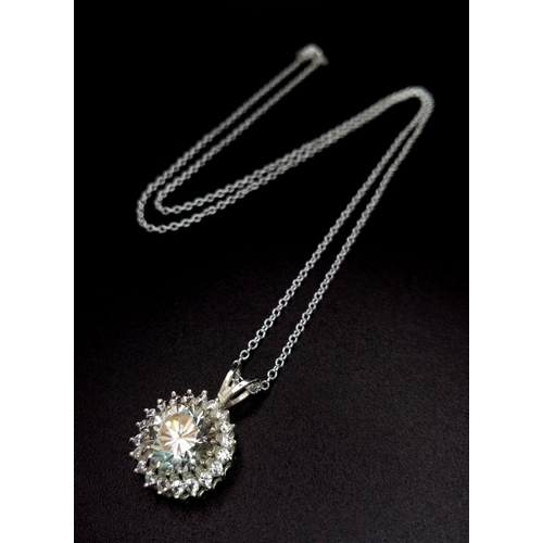 1621 - A 2.55ct White Moissanite Pendant set in 925 Silver. Comes with a GLI certificate and disappearing s... 