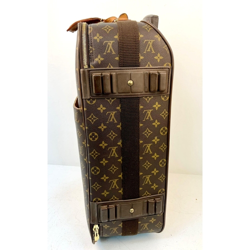 108 - A Louis Vuitton Pegase Trolley Cabin Suitcase. Monogram LV canvas exterior with large open pocket. L... 