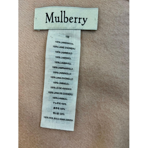 122 - A Mulberry Lambswool Soft Pink Large Scarf. 70cm x 200cm. In very good condition but please see phot... 