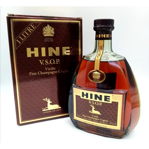 1627 - A 1 Litre Bottle of Hine VSOP Fine Champagne Cognac. In original Hine box.