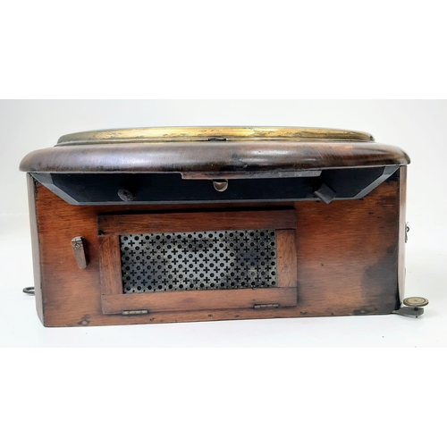 108 - An Antique (Circa 1900) Mahogany Cased Twin Fusee Striking Dial Wall-Clock. This English made (sold ... 