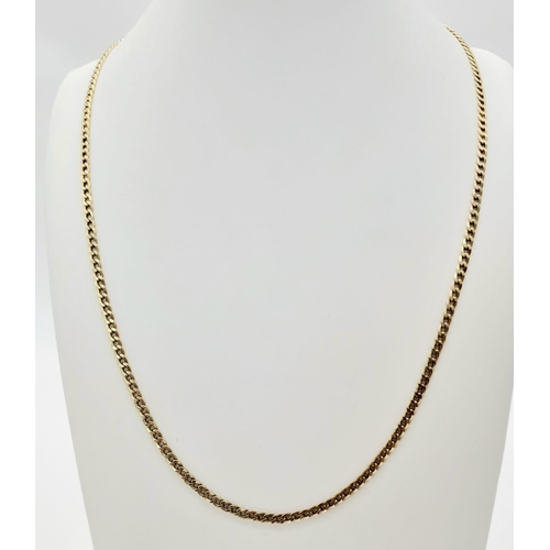 80 - A 9K Yellow Gold Flat Belcher Link Chain. 60cm. 10.66g