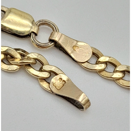 80 - A 9K Yellow Gold Flat Belcher Link Chain. 60cm. 10.66g