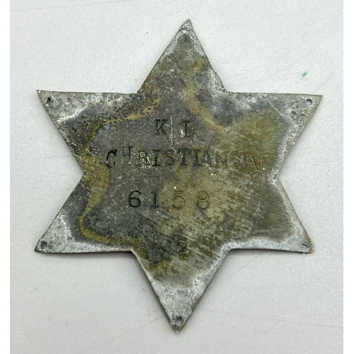 363 - WW2 Period Polish Jewish Ghetto Police Badge. Found under the floorboards of an old house in Poland.
