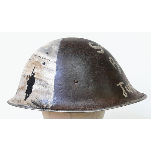 370 - WW2 British 1944 Pattern “D-Day Helmet with post War memorial painting.
