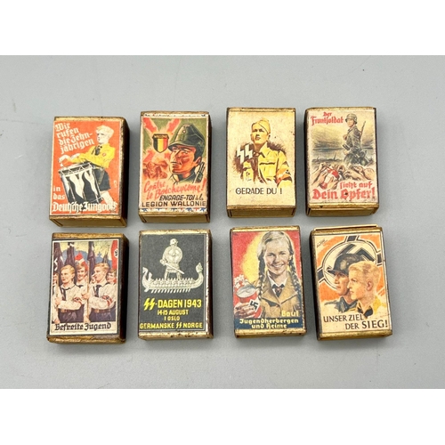 450 - 8 x Small 3rd Reich Boxes of matches depicting propaganda images. These would have been sold bythe H... 