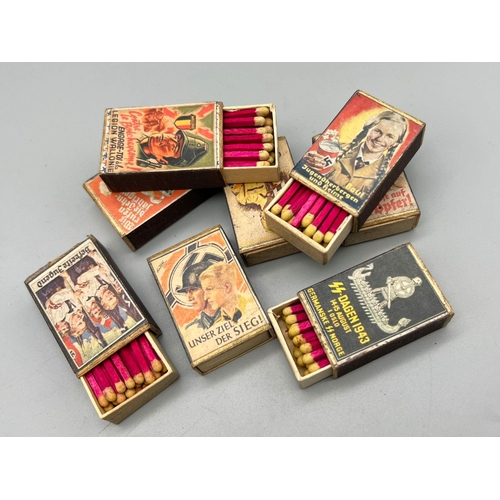 450 - 8 x Small 3rd Reich Boxes of matches depicting propaganda images. These would have been sold bythe H... 