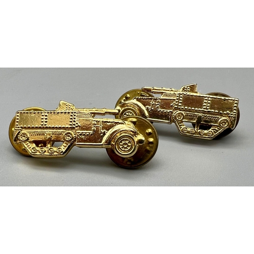 740 - WW2 U.S.A. Tank Destroyers Officers Collar Badges.