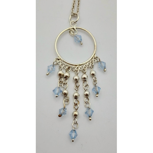 908 - A Sterling Silver Middle Eastern Style Pendant Necklace. 46cm Length Sterling Silver Chain, Pendant ... 