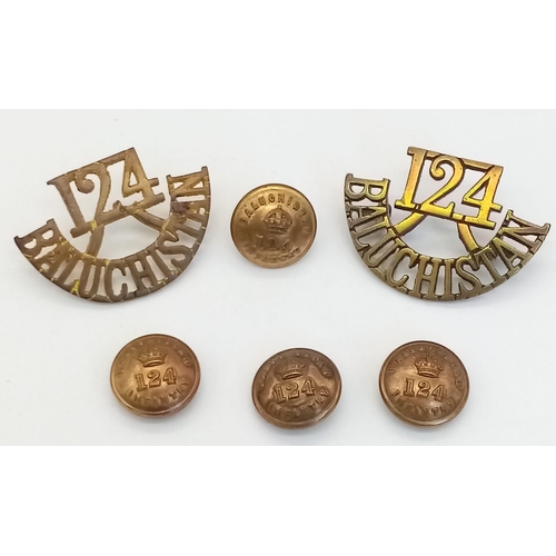 616 - WW1 Indian Army 124th Duchess of Connaught’s Own Shoulder Titles and Buttons.