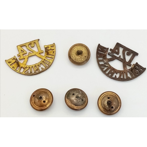 616 - WW1 Indian Army 124th Duchess of Connaught’s Own Shoulder Titles and Buttons.