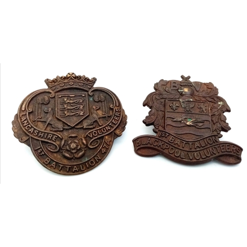 651 - 4 x WW1 British Lancashire Volunteer Battalion Cap Badges.
