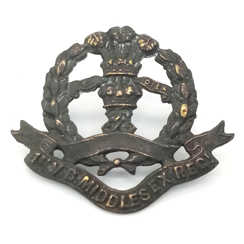 733 - WW1 British 1st Volunteer Battalion. The Middlesex regiment cap badge.