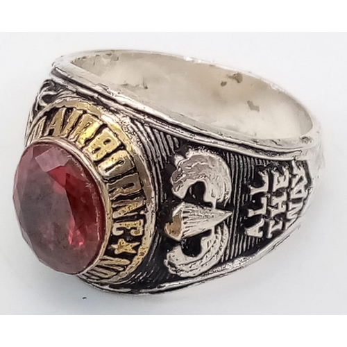 934 - Vietnam War Era 82 nd Airborne White Metal Ring. UK Size “U” US Size 10.5.