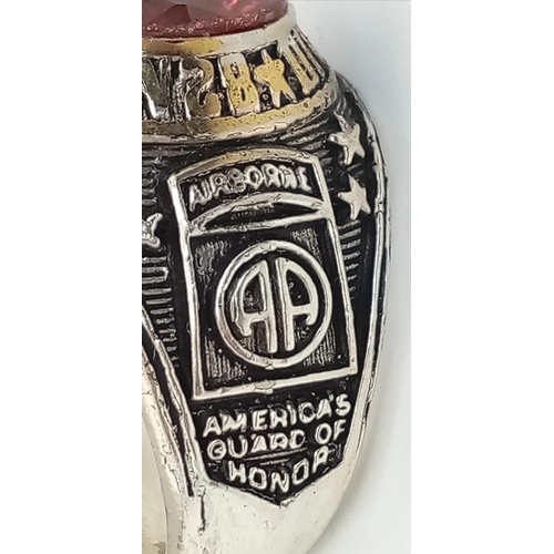 934 - Vietnam War Era 82 nd Airborne White Metal Ring. UK Size “U” US Size 10.5.