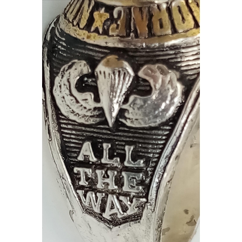 934 - Vietnam War Era 82 nd Airborne White Metal Ring. UK Size “U” US Size 10.5.