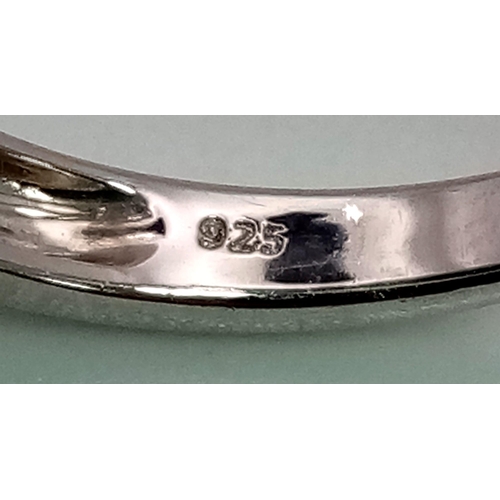 936 - New Sterling Silver Onyx and White Topaz Set Art Deco Style Ring Size P. Crown Measures 1.4cm Wide a... 