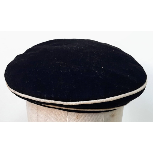 27 - WW2 German SS (Allgemeine) NCO’s Uniform Peaked Cap. Heavy black wool construction with white cotton... 