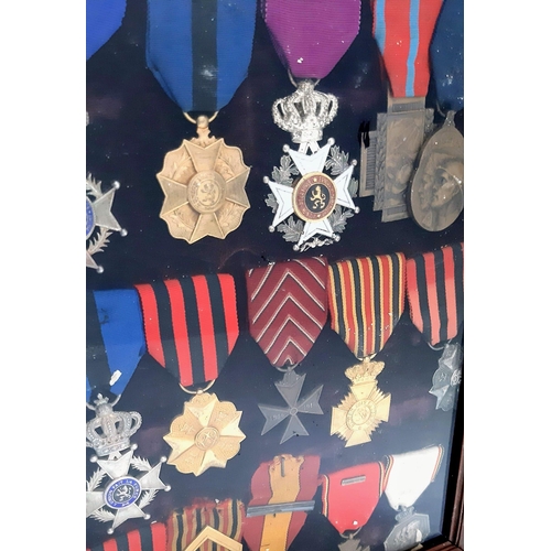 411 - 18 x Framed Belgian Awards from WW1 and WW2. All 100% Original.