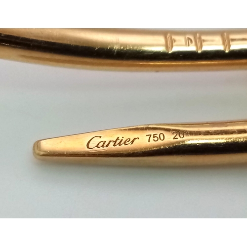 54 - 18K YELLOW GOLD CARTIER STYLE STONE SET NAIL BANGLE. TOTAL WEIGHT 10.5G