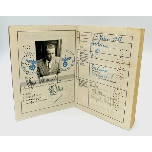 90 - RARE 3rd Reich Organisation Todt Dienst Buch (Service Book) with lots of stamped entries in his meda... 