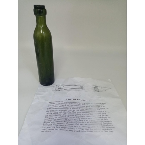 607 - RARE WW1 German Clark “D” Gas Bottle. With write up.