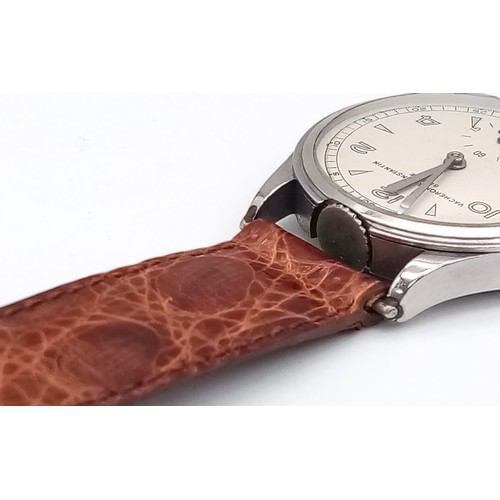 365 - A rare Vintage Vacheron and Constantin Gents Watch, crown at number 12. Brown leather strap. Stainle... 