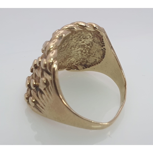 10 - A Vintage Classic 9k Yellow Gold Five-Row Keeper Ring. Size W. 13.15g.