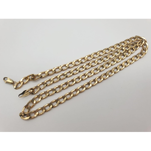 4 - A Vintage 9K Yellow Gold Flat Curb Link Chain. 53cm. 20.2g