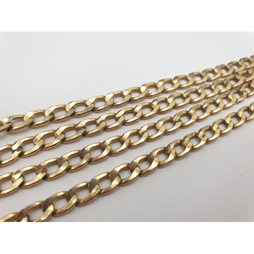 4 - A Vintage 9K Yellow Gold Flat Curb Link Chain. 53cm. 20.2g