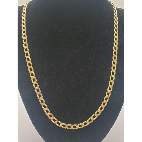 4 - A Vintage 9K Yellow Gold Flat Curb Link Chain. 53cm. 20.2g