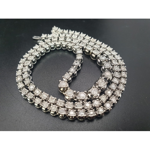 5 - 9K WHITE GOLD DIAMOND NECKLACE. 44cm In Length.  3.09CT Diamond. TOTAL WEIGHT 30G.