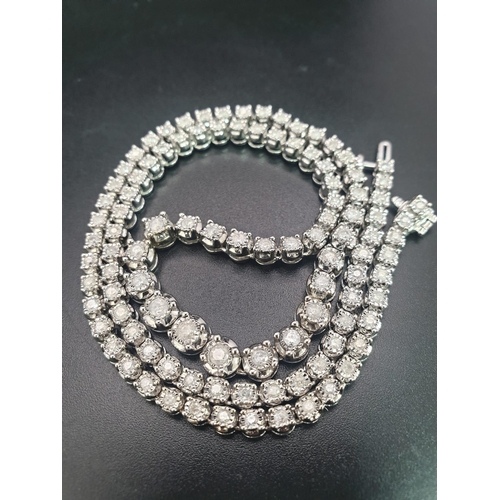 5 - 9K WHITE GOLD DIAMOND NECKLACE. 44cm In Length.  3.09CT Diamond. TOTAL WEIGHT 30G.