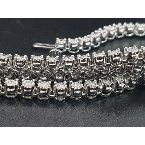 5 - 9K WHITE GOLD DIAMOND NECKLACE. 44cm In Length.  3.09CT Diamond. TOTAL WEIGHT 30G.