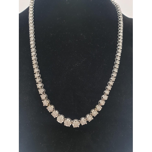 5 - 9K WHITE GOLD DIAMOND NECKLACE. 44cm In Length.  3.09CT Diamond. TOTAL WEIGHT 30G.